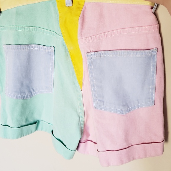 Pastel color block overalls Clearance